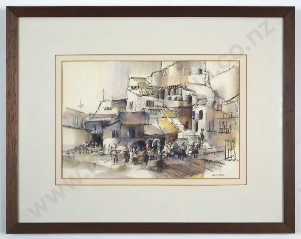 Julia Faithful. Market Day Yugoslavia. Watercolour/Charcoal. Image 1++