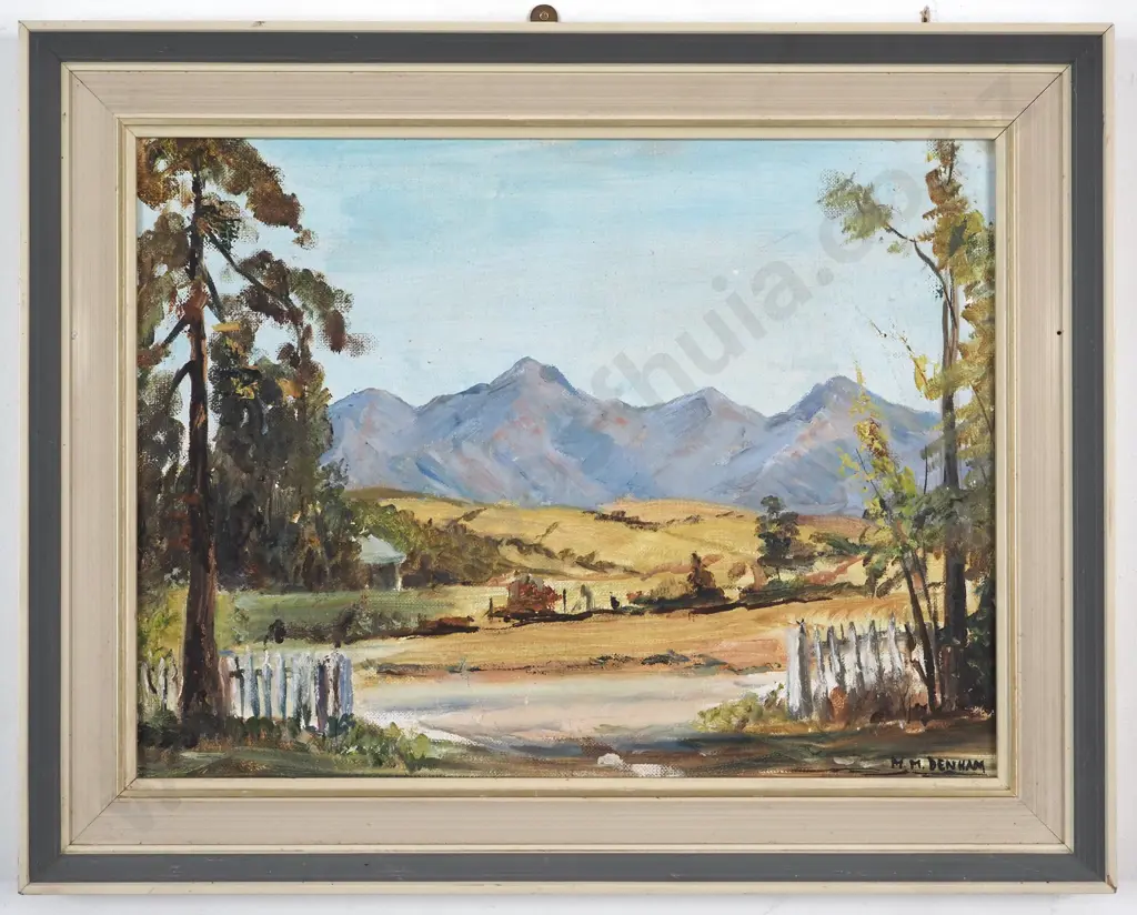 M.N. Denham. Mount Torlesse From Waireka Homestead. Oil on Board. Image 1++