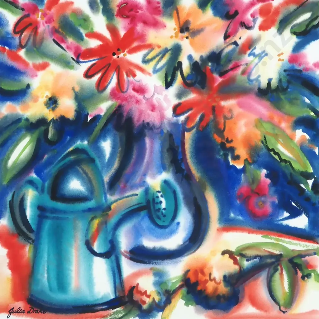 Julia Drake. Still Life With Watering Can. Watercolour. Image 1++
