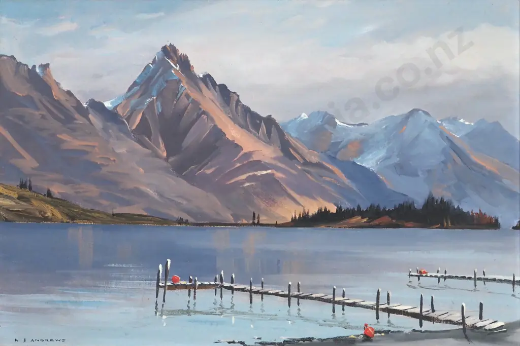 Kenneth J. Andrews. 1974. Walter Peak, Wakatipu. Oil on Board. Image 1++