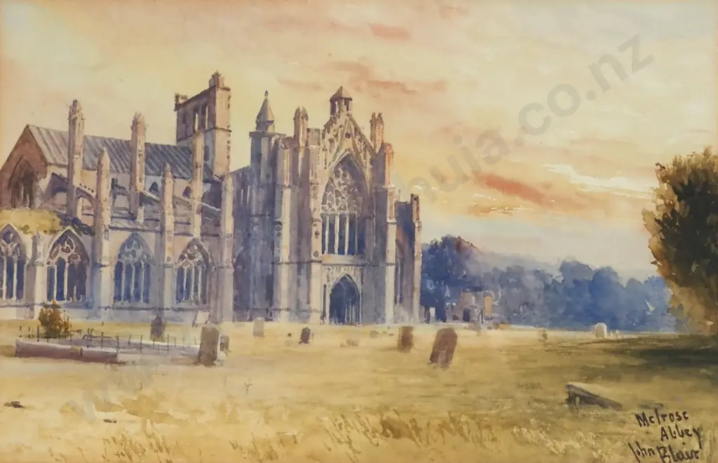 John Blair. McIrose Abbey. Watercolour. Image 1++