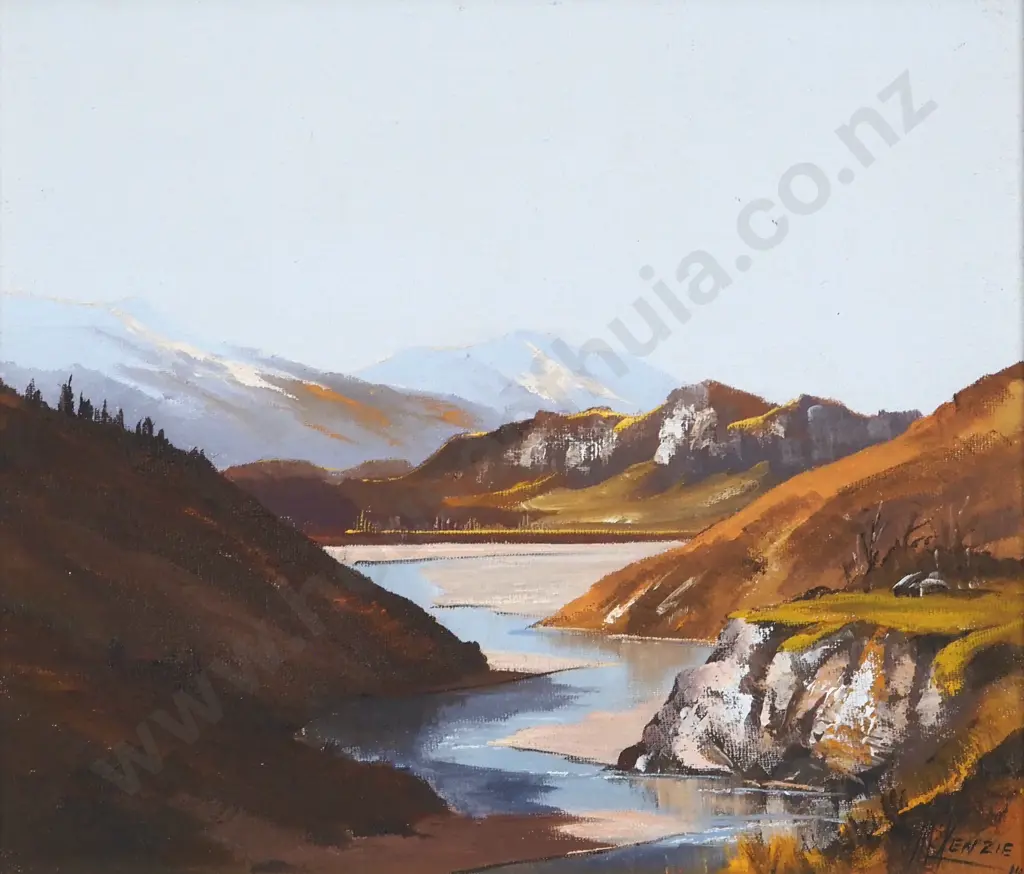 Charles McKenzie. The Shotover River, Central Otago New Zealand. Oil On Board. Image 1++