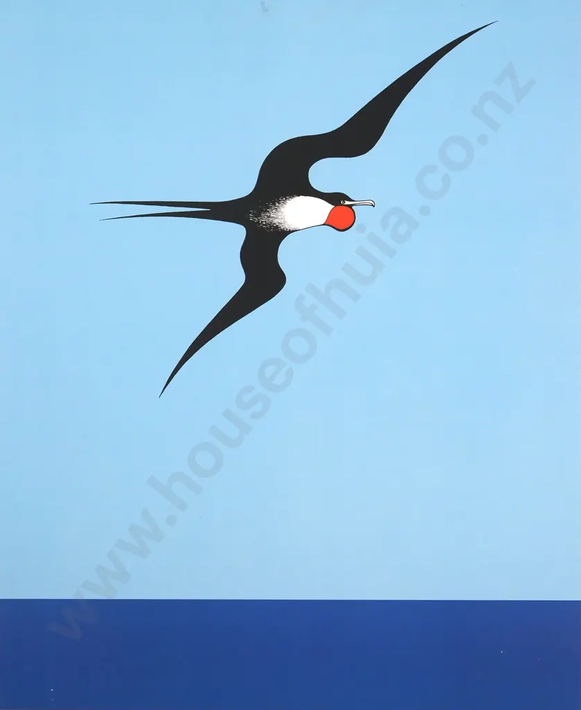 Don Binney. Pacific Frigate Bird. Print Mounted on MDF. Image 1++