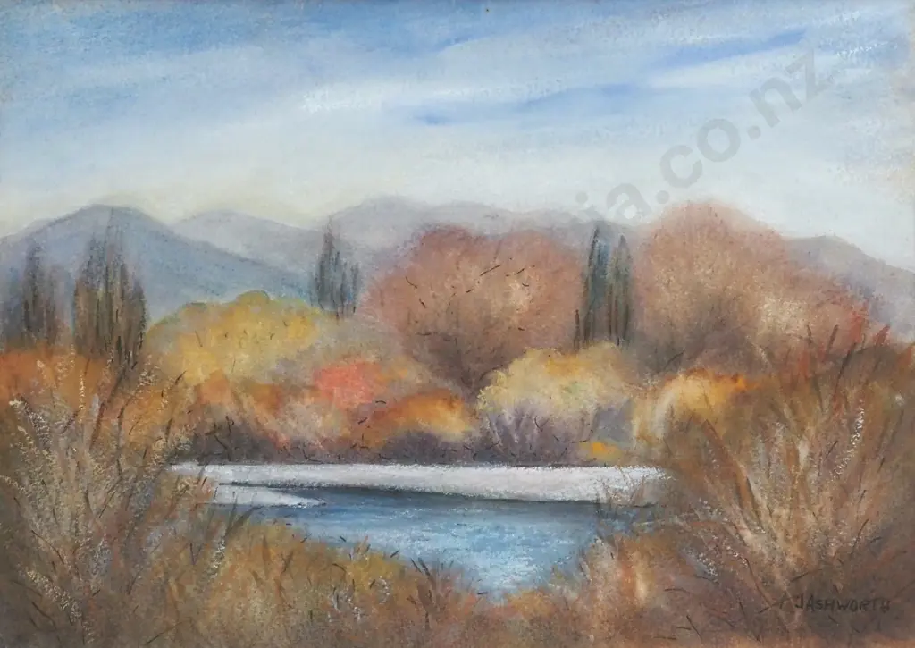 J Ashworth. 1988. Tukipo River. Watercolour/Mixed Media. Image 1++