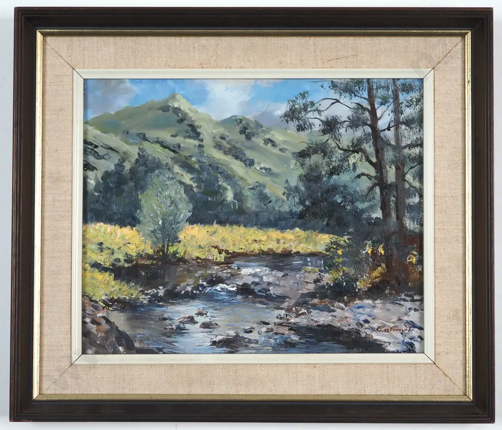 G.A. Genet. Barry's Bay Stream. Oil on Board. Image 1++