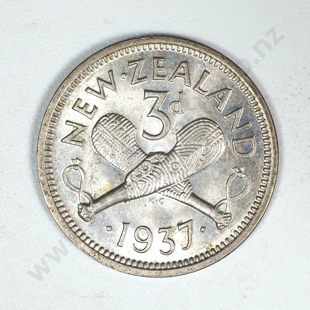 10 New Zealand 1937 Threepence Coins EF+ Total CV $200 Image 1++