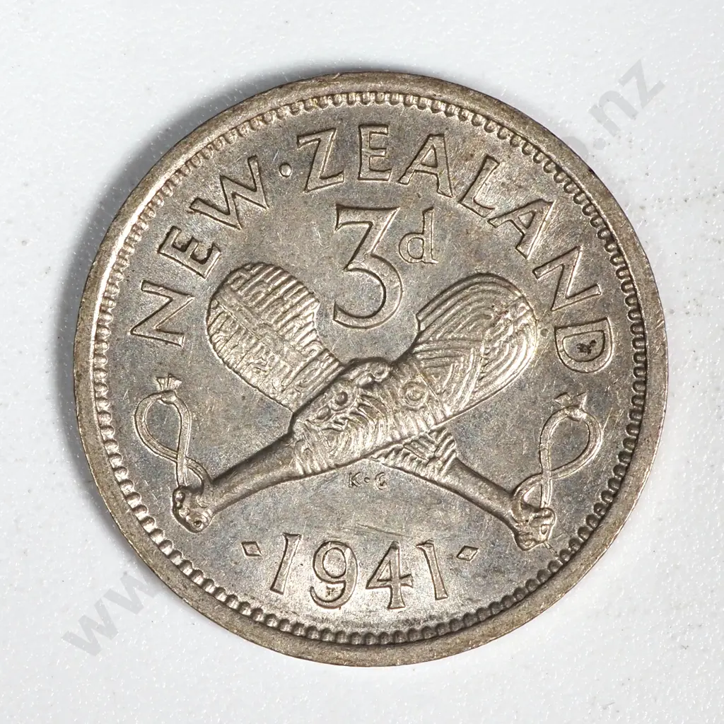 10 New Zealand 1941 Threepence Coins VF-EF Total CV $350 Image 1++