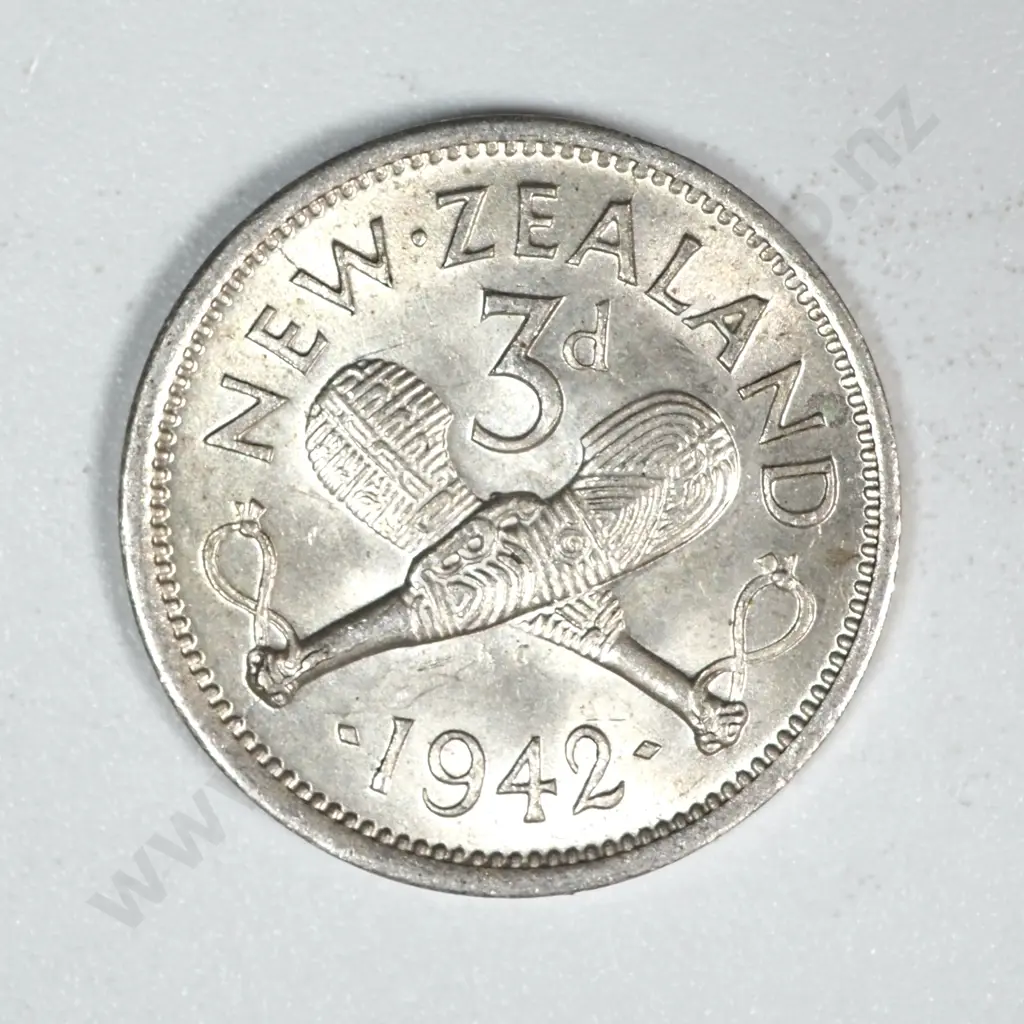 5 New Zealand 1942 Threepence Coins Brilliant UNC Total CV $325 Image 1++