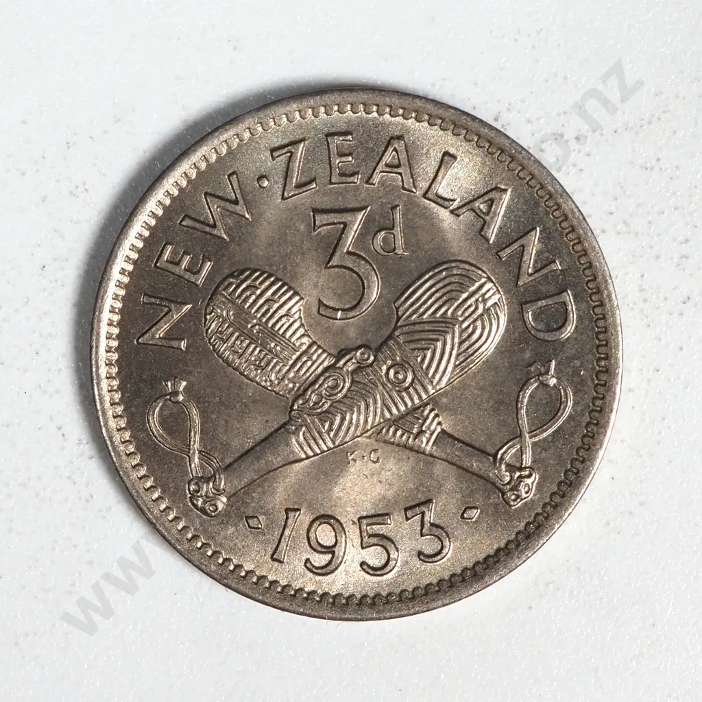 10 New Zealand 1953 Threepence Coins UNC-B.UNC Total CV $250 Image 1++