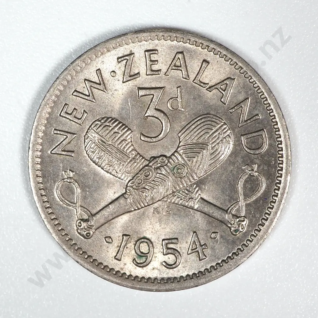 10 New Zealand 1954 Threepence Coins UNC-B.UNC Total CV $300 Image 1++