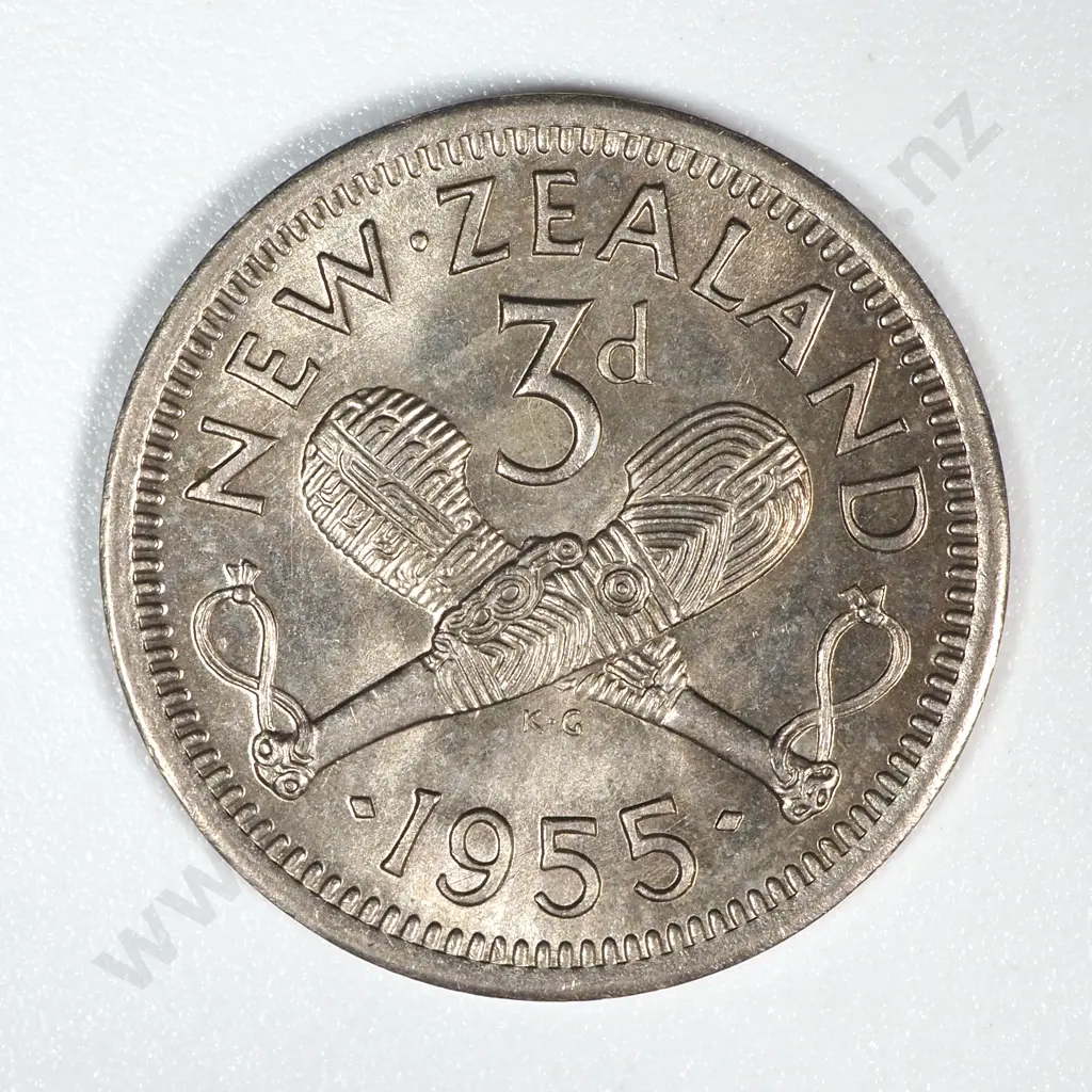 10 New Zealand 1955 Threepence Coins UNC-B.UNC Total CV $300 Image 1++