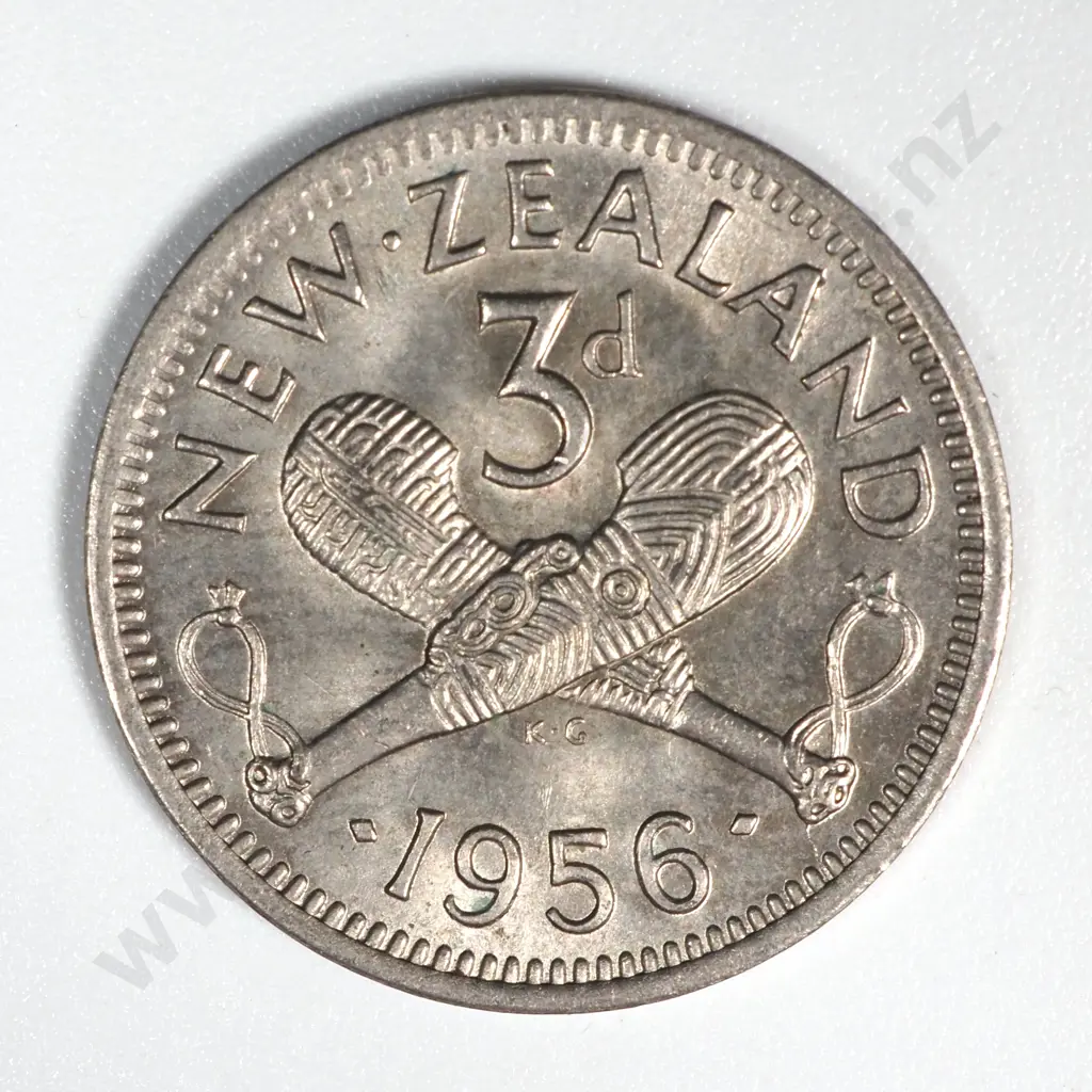 10 New Zealand 1956 Threepence Coins UNC-B.UNC Total CV $250 Image 1++