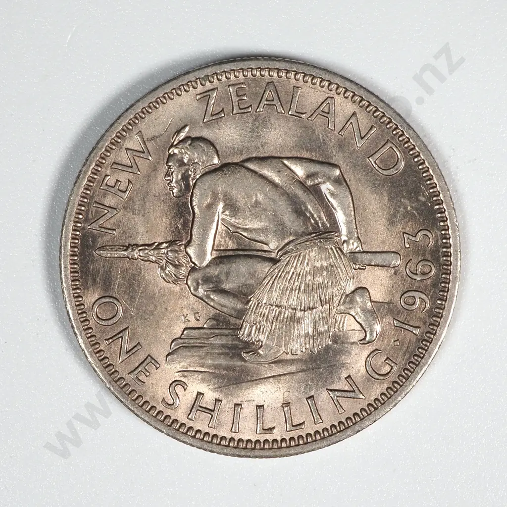 5 New Zealand 1963 Shilling Coins A.UNC-UNC Total CV $165-$233 Image 1++
