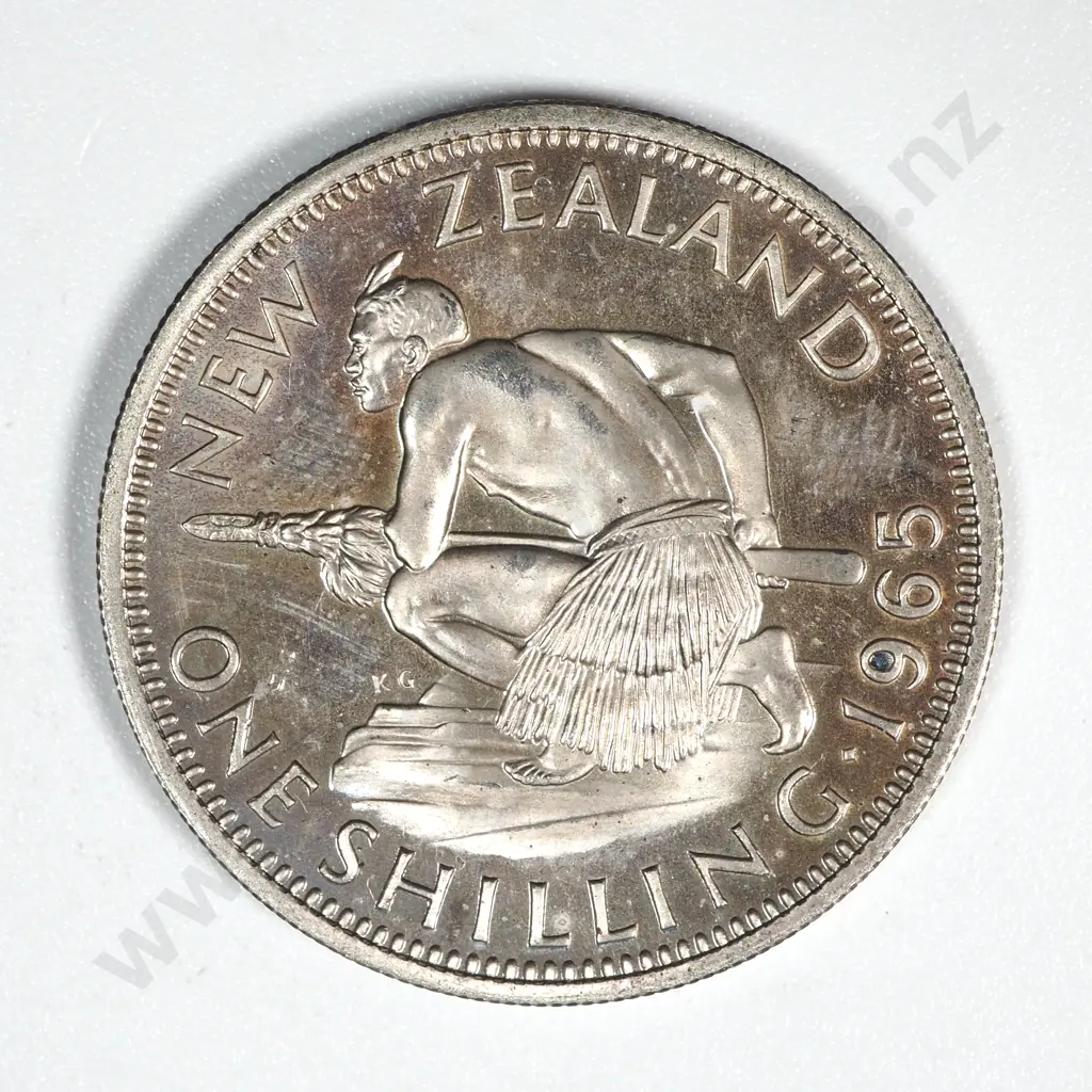 43 New Zealand 1964+65 Shilling Coins A.UNC-UNC Total CV $165-$233 Image 1++