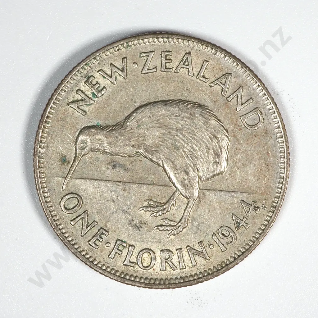 5 New Zealand 1944 Florin Coins VF+ Total CV $500 Image 1++