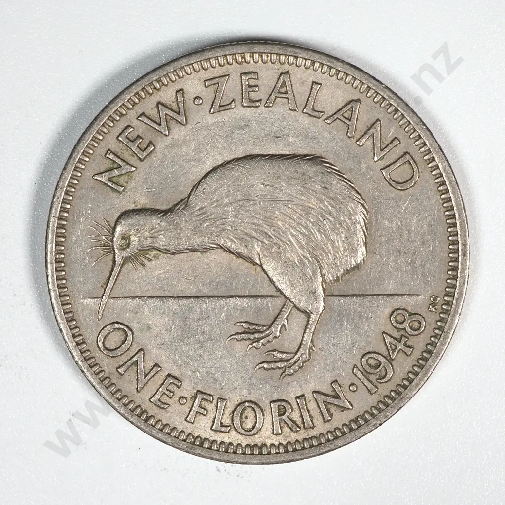 40 New Zealand 1948 Florin Coins VF+ Total CV $1000 Image 1++