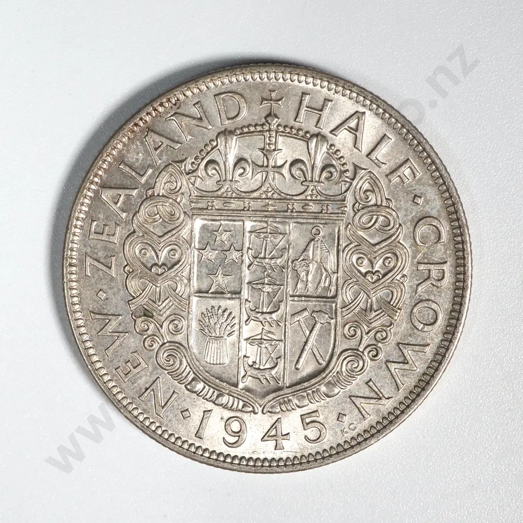5 New Zealand 1945 Half Crown Coins VF+ Total CV $150 Image 1++