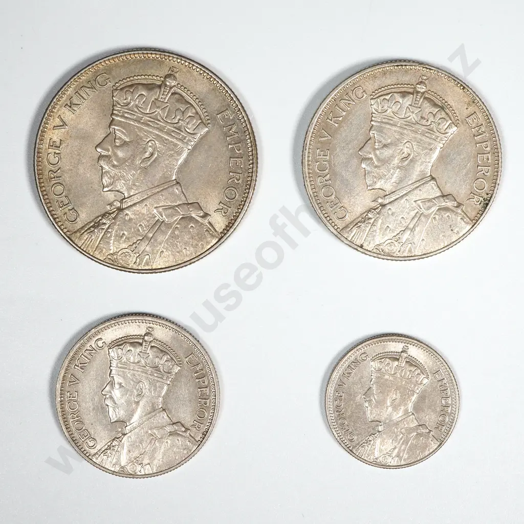 New Zealand 1935 Four Coin Type Set EF Total CV $369 - Sixpence to Halfcrown Image 1++