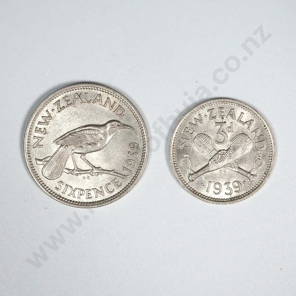 New Zealand 1939 Two Coin Type Set EF Total CV $110 Image 1++