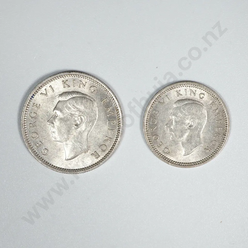 New Zealand 1939 Two Coin Type Set EF Total CV $110 Image 1++