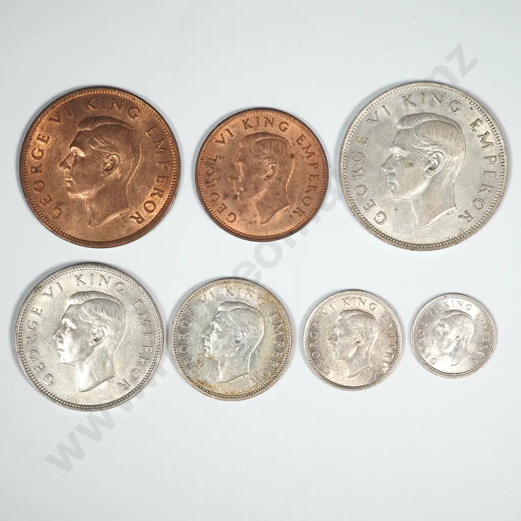New Zealand 1942 Five Coin Type Set EF Total CV $810 Image 1++