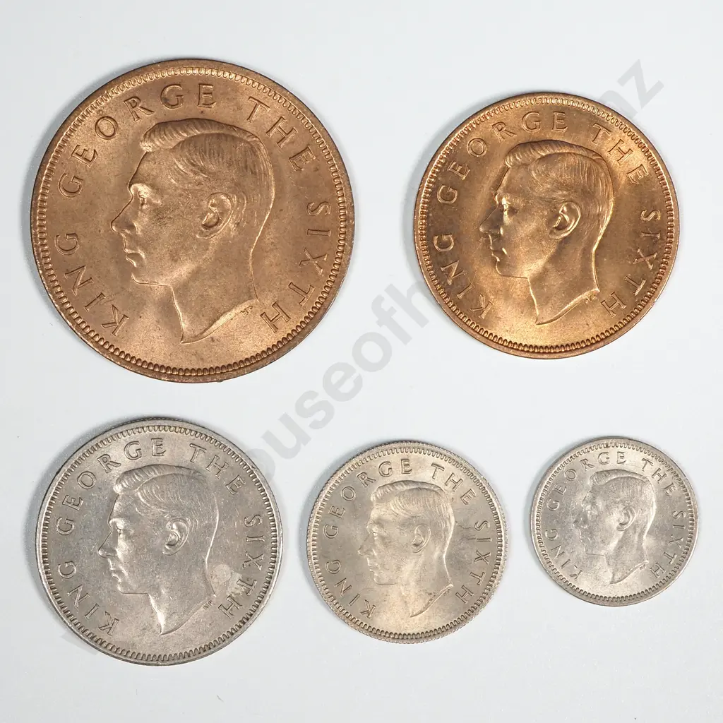 New Zealand 1952 Five Coin Type Set EF-UNC Total CV $225 Image 1++