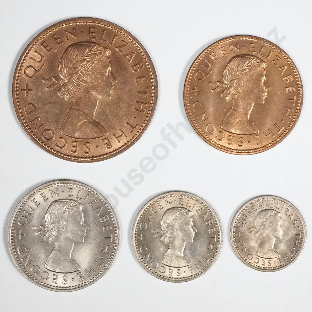 New Zealand 1956 Five Coin Type Set AUNC-UNC Total CV $120 Image 1++