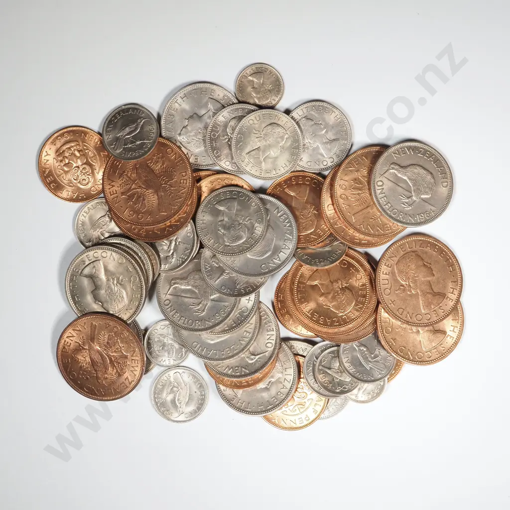 10 New Zealand 1964 Coin Type Sets AUNC - UNC Total CV $260-$440 Image 1++