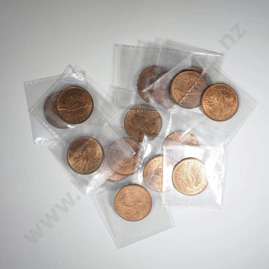 15 New Zealand 1940-1961 Penny Coins EF+ Total CV $258-$570 Image 1++