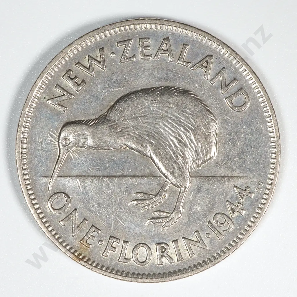 5 New Zealand 1944 Florin Coins Total CV $100 Image 1++