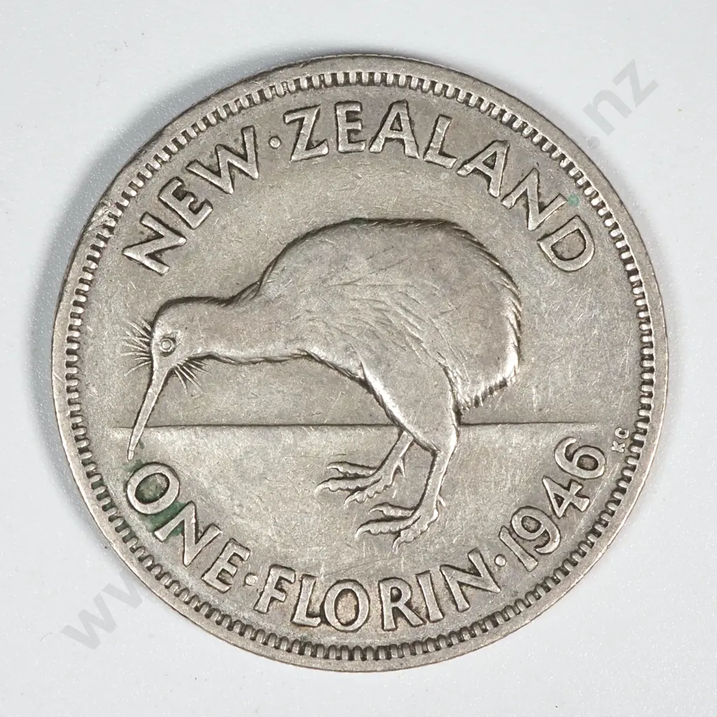 10 New Zealand 1946 Flat Back Florin Coins Total CV $200 Image 1++
