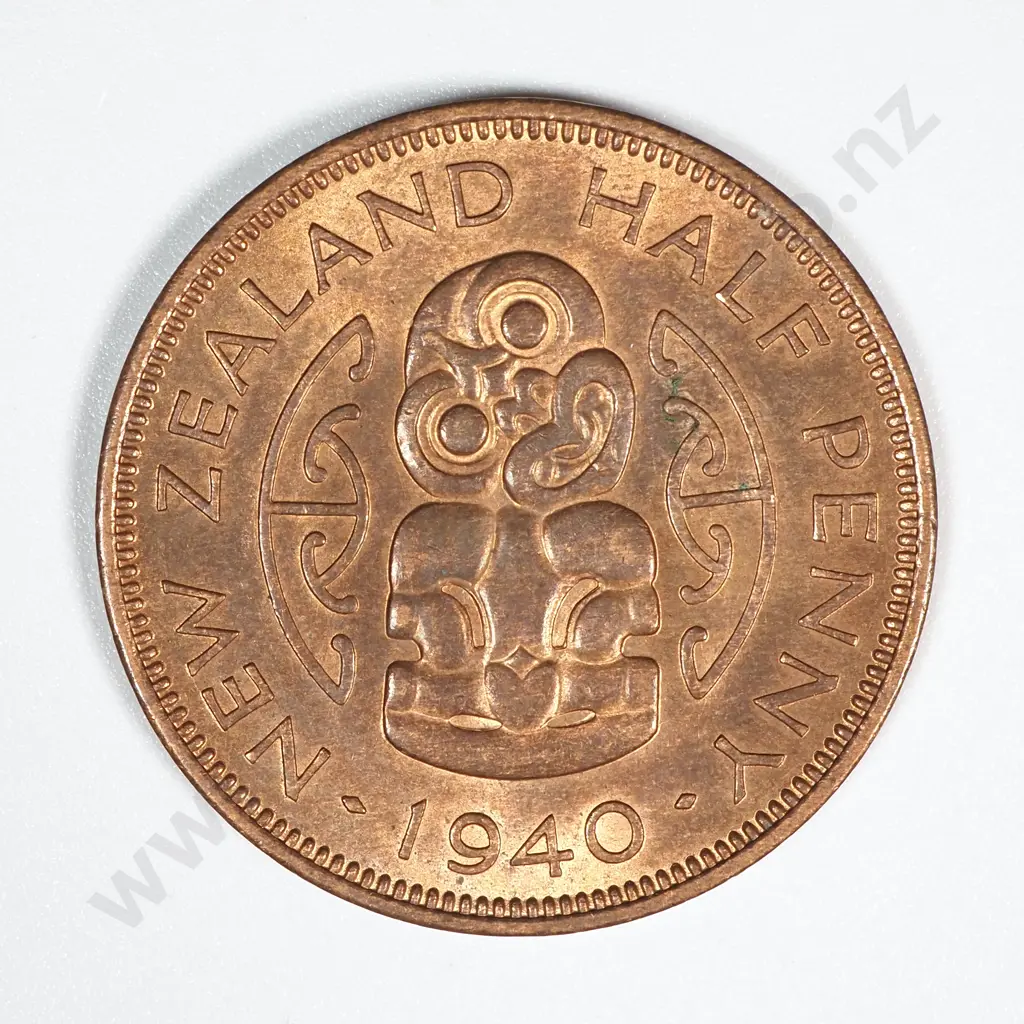 1940 New Zealand Halfpenny AUNC CV $40 Image 1++
