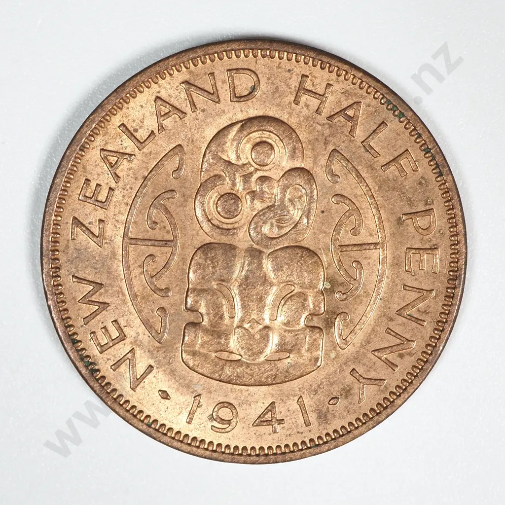 1941 New Zealand Halfpenny AUNC CV $100 Image 1++