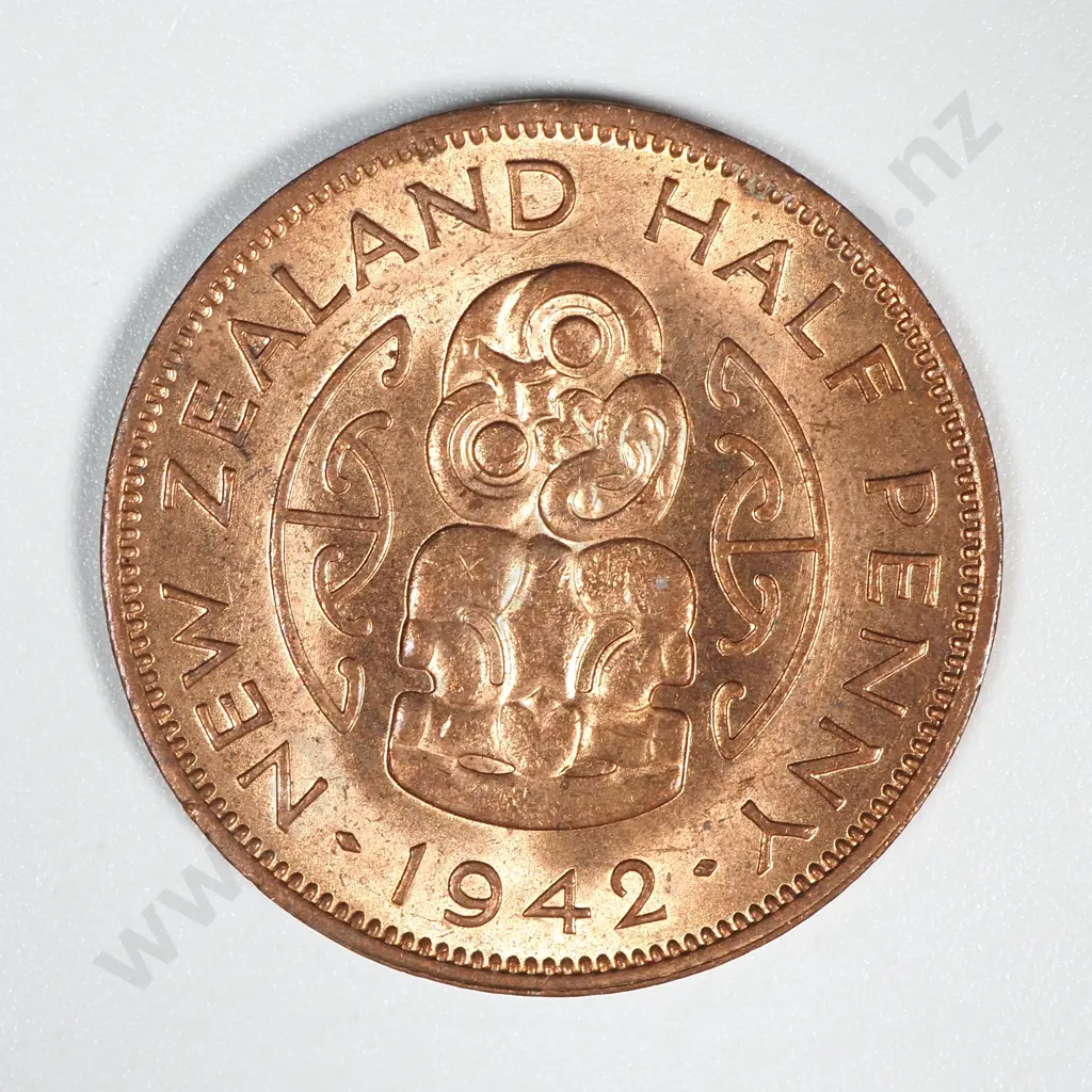 1942 New Zealand Halfpenny AUNC CV $200 Image 1++