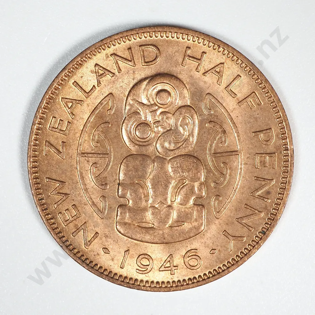 1946 new Zealand Halfpenny UNC CV $35 Image 1++