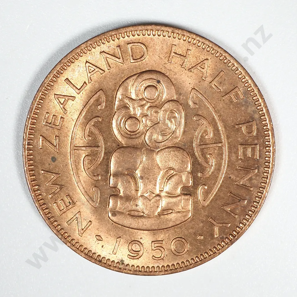 1950 New Zealand Halfpenny BUNC Full Mint Lustre CV $55 Image 1++