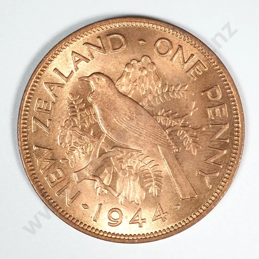 1944 New Zealand Penny UNC Mint Lustre CV $55 Image 1++