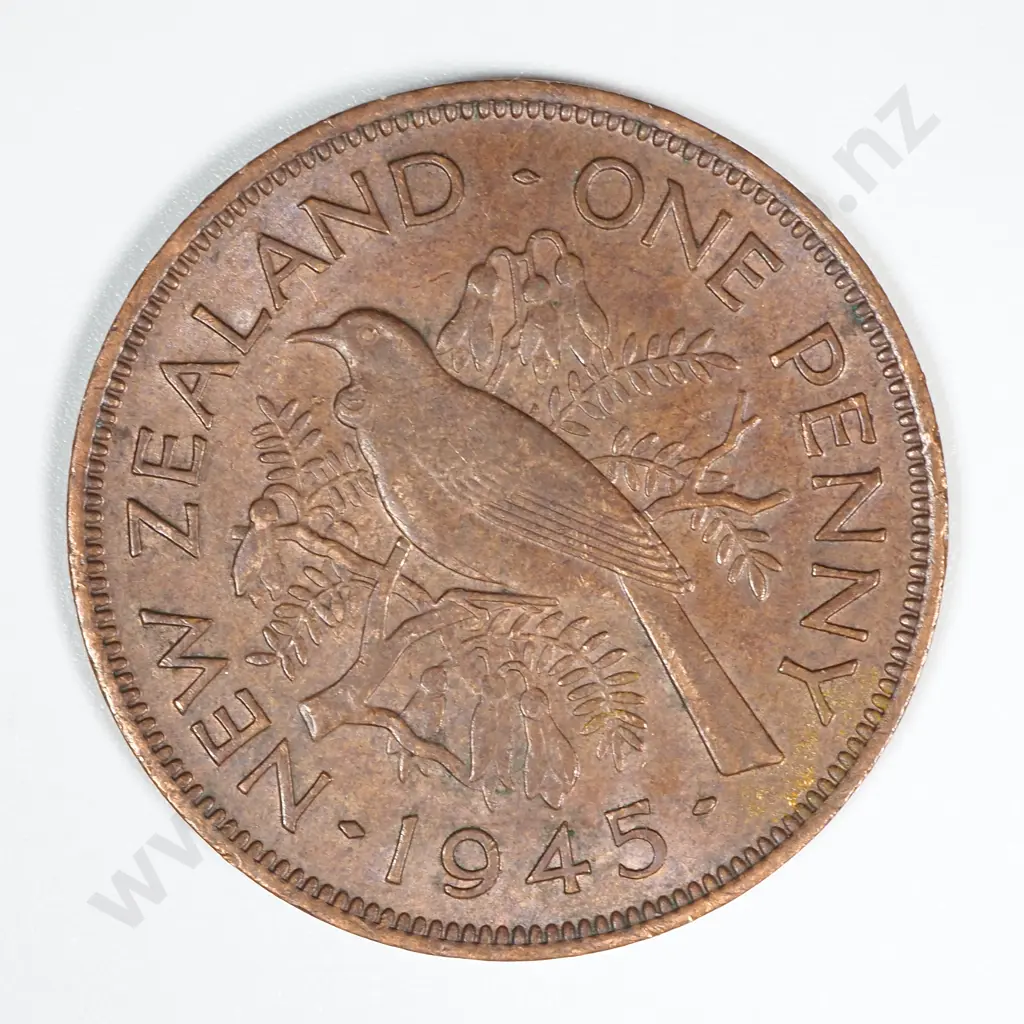 1945 New Zealand Penny EF Burnished CV $200 Image 1++