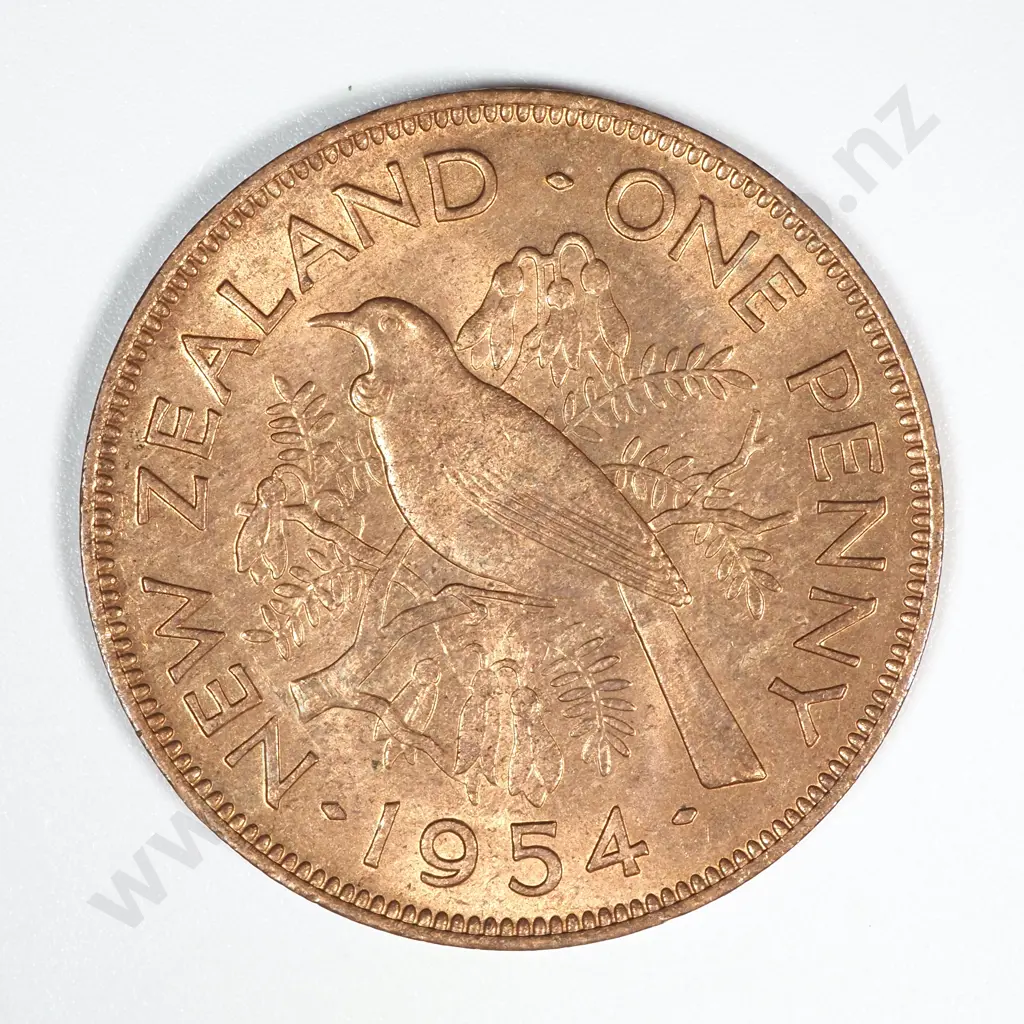 1954 New Zealand Penny UNC Mint Lustre CV $175 Image 1++