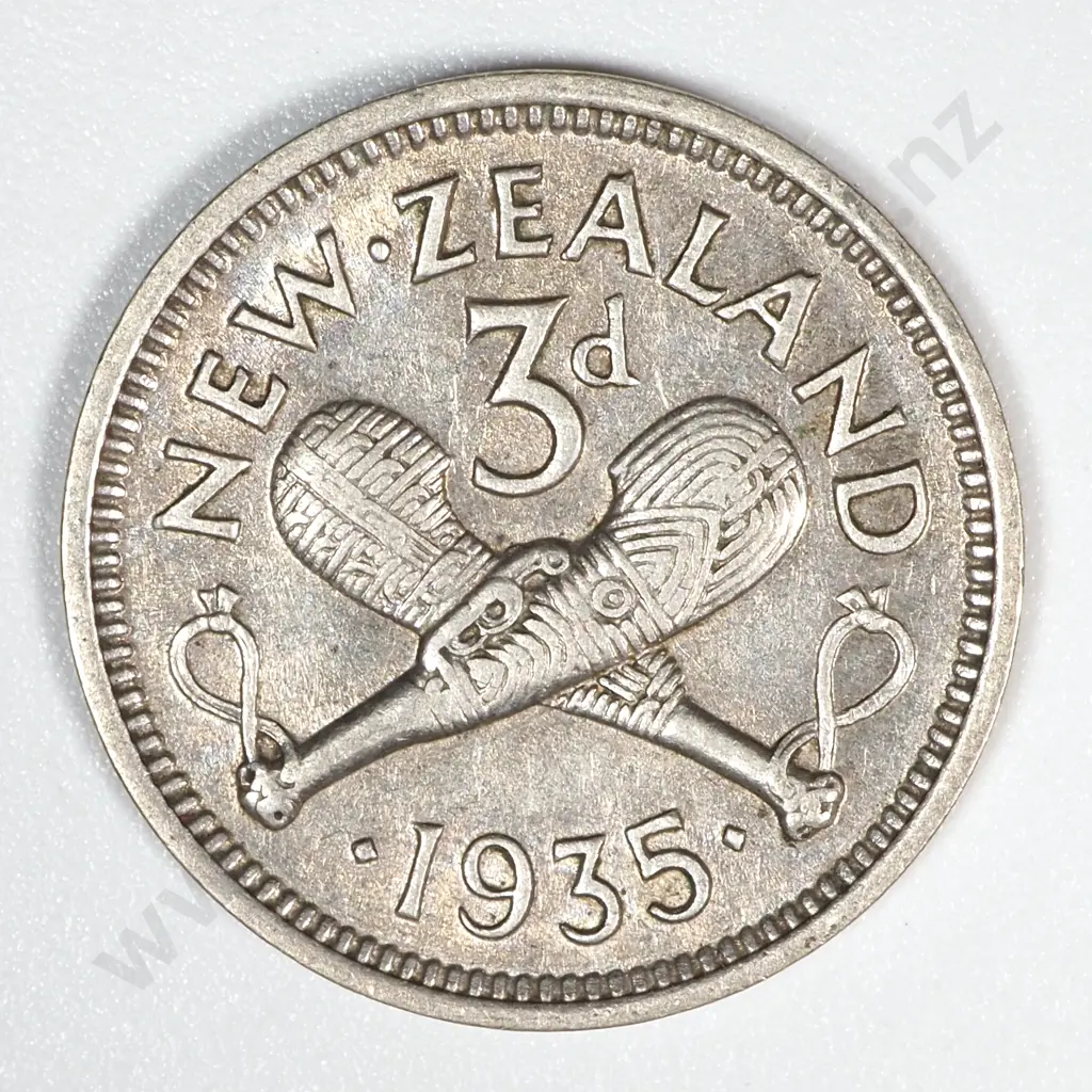 1935 New Zealand Threepence Image 1++