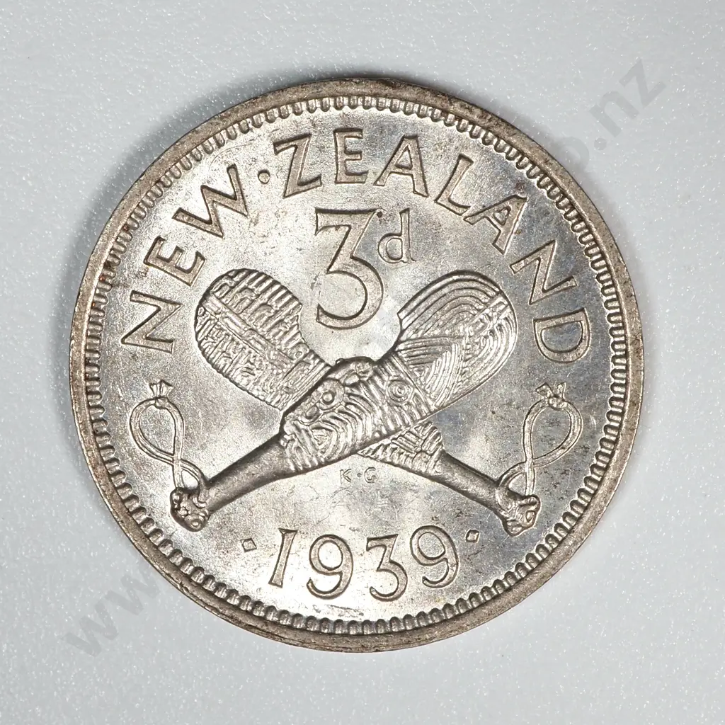 1939 New Zealand Threepence UNC CV $75 Image 1++