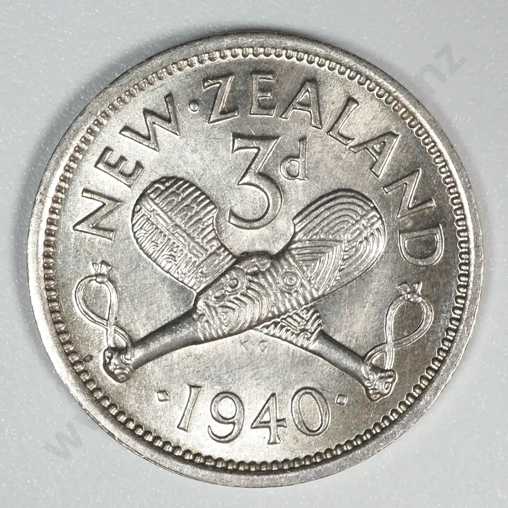 1940 New Zealand Threepence UNC CV $100 Image 1++