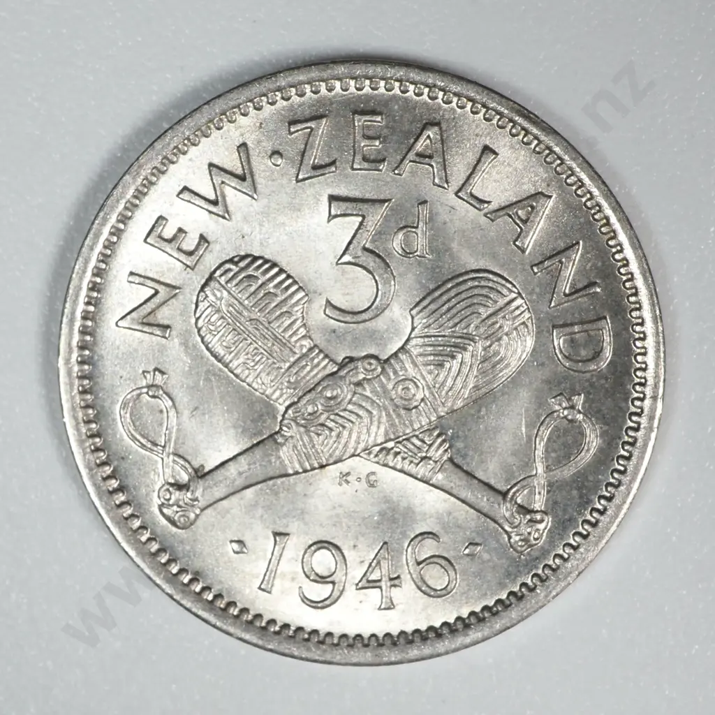 1946 New Zealand Threepence UNC CV $60 Image 1++