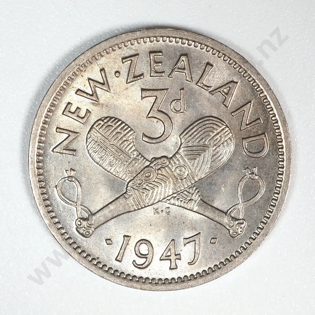 1947 New Zealand Threepence UNC CV $60 Image 1++