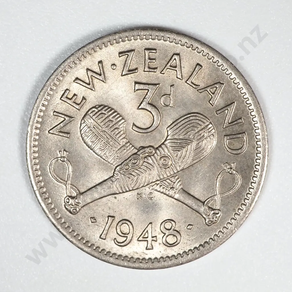 1948 New Zealand Threepence UNC CV $60 Image 1++