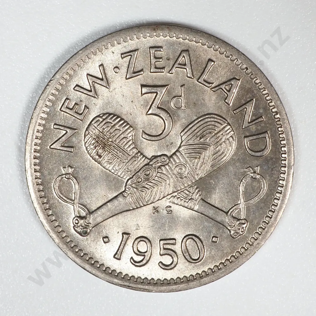 1950 New Zealand Threepence UNC CV $400 Image 1++