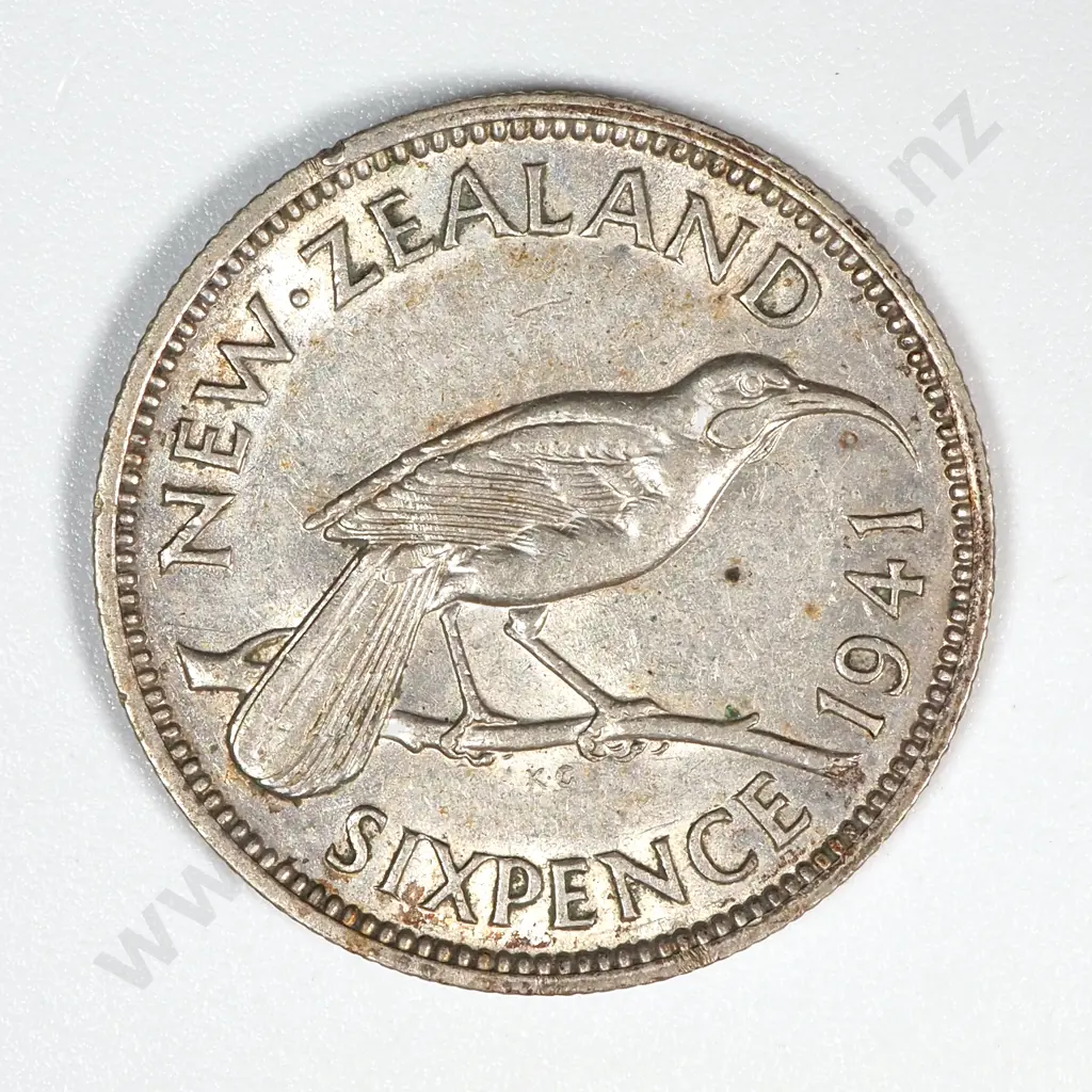 1941 New Zealand Sixpence VF CV $100 Image 1++