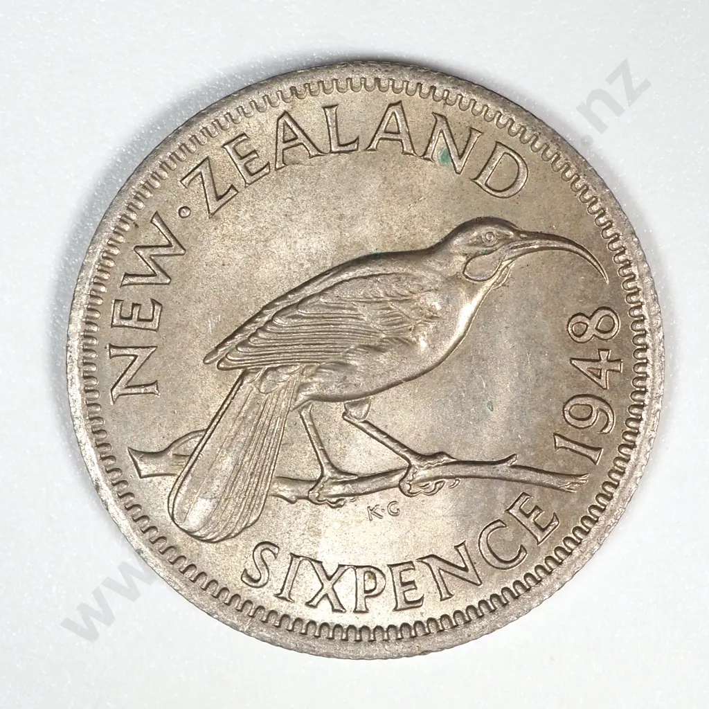 1948 New Zealand Sixpence UNC CV $400 Image 1++
