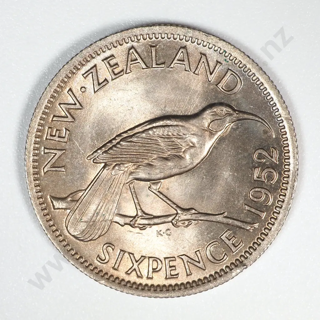 1952 New Zealand Sixpence UNC CV $100 Image 1++