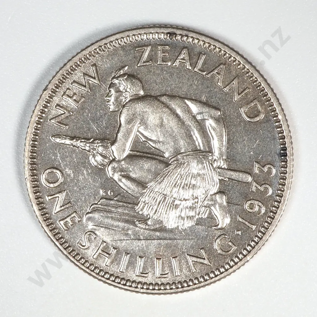 1933 New Zealand Shilling UNC CV $550 Image 1++